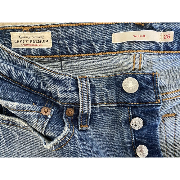 Levi's Premium Womens Wedgie Icon Fit Jeans 26 These Dreams High Rise Stretch - Picture 6 of 13